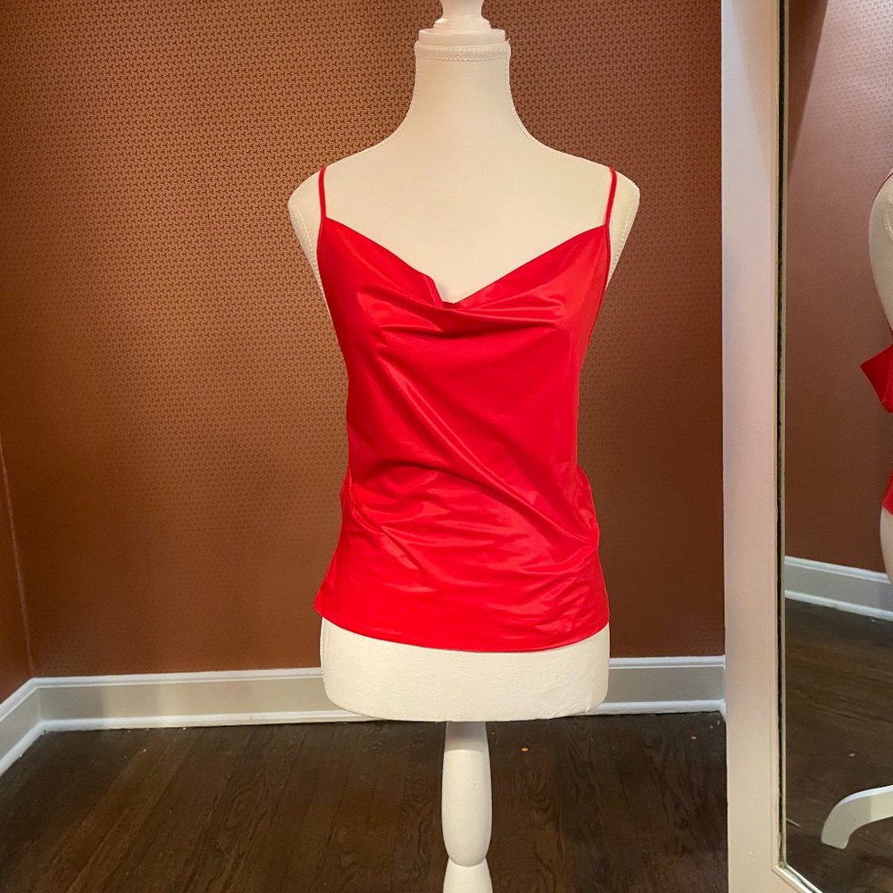 Strenesse Gabriele Strehle hot orange/red cross-back camisole top